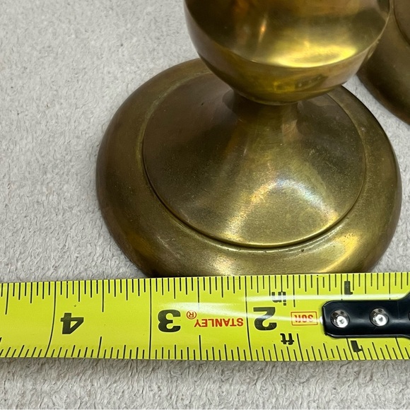 Vintage/Antique Hollow Form Brass Candlesticks Candle Holder Pair Set of 2 - Picture 8 of 9